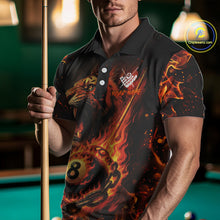Load image into Gallery viewer, Personalized 8 Ball Chain Flame Tiger Billiard Shirt For Men, Pool Jerseys Polo &amp; 1/4 Zip TDM4395