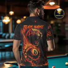 Load image into Gallery viewer, Personalized 8 Ball Chain Flame Tiger Billiard Shirt For Men, Pool Jerseys Polo &amp; 1/4 Zip TDM4395