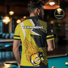 Load image into Gallery viewer, Personalized Yellow Black Funny 9 Ball Flame Billiard Shirt For Men Custom 9 Ball Pool Team Jersey TDM4455