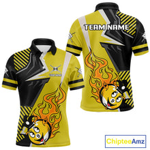 Load image into Gallery viewer, Personalized Yellow Black Funny 9 Ball Flame Billiard Shirt For Men Custom 9 Ball Pool Team Jersey TDM4455