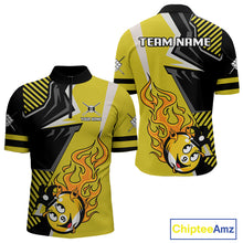 Load image into Gallery viewer, Personalized Yellow Black Funny 9 Ball Flame Billiard Shirt For Men Custom 9 Ball Pool Team Jersey TDM4455