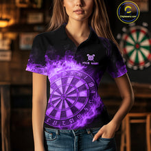 Load image into Gallery viewer, Personalized 3D Purple Dartboard Dragon Flame Dart Shirts For Women Custom Darts Team Jerseys TDM4312
