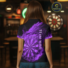 Load image into Gallery viewer, Personalized 3D Purple Dartboard Dragon Flame Dart Shirts For Women Custom Darts Team Jerseys TDM4312