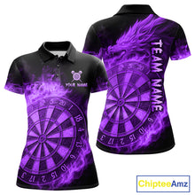 Load image into Gallery viewer, Personalized 3D Purple Dartboard Dragon Flame Dart Shirts For Women Custom Darts Team Jerseys TDM4312
