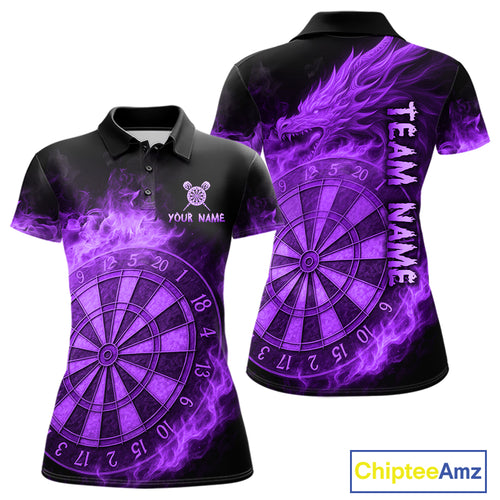 Personalized 3D Purple Dartboard Dragon Flame Dart Shirts For Women Custom Darts Team Jerseys TDM4312