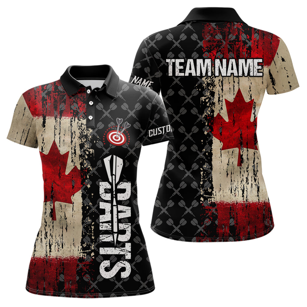 Grunge Vintage Canada Flag Custom Retro Dart Shirts For Women, Pride Team Patriotic Dart Jerseys TDM3691
