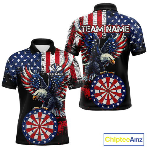 Personalized Patriotic Eagle Dartboard Jersey For Men Custom American Flag Darts Team Shirt TDM4755