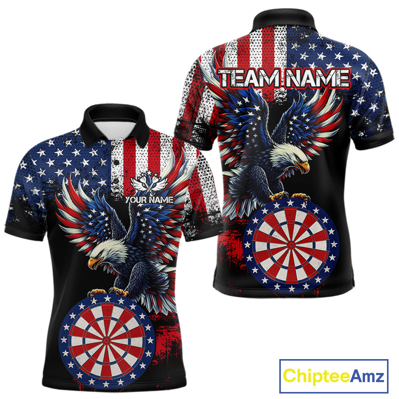 Personalized Patriotic Eagle Dartboard Jersey For Men Custom American Flag Darts Team Shirt TDM4755