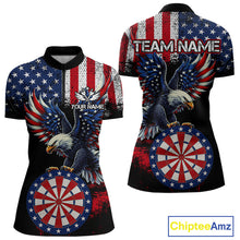 Load image into Gallery viewer, Personalized Patriotic Eagle Dartboard Jersey For Women Custom American Flag Darts Team Shirt TDM4755