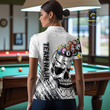 Load image into Gallery viewer, Personalized White Grunge Billiard Balls Skull Pool Shirt For Women, Funny Billiard Team Jersey TDM4578