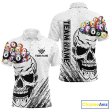 Load image into Gallery viewer, Personalized White Grunge Billiard Balls Skull Pool Shirt For Men, Funny Billiard Team Jersey TDM4578