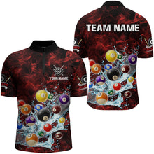 Load image into Gallery viewer, Funny Billiard Balls In Water Custom Smoke Pattern Men Billiard Shirts, Pool Billiard Jerseys |Red TDM2988