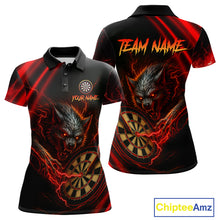 Load image into Gallery viewer, Personalized Red Thunder Lightning Wolf Darts Shirt For Women Custom Dart Team Jersey Polo &amp; 1/4 Zip TDM4383