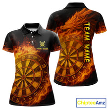 Load image into Gallery viewer, Personalized 3D Orange Dartboard Dragon Flame Dart Shirts For Women Custom Darts Team Jerseys TDM4069