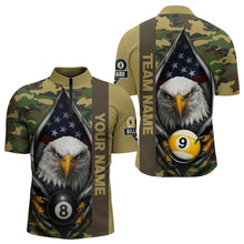 Load image into Gallery viewer, Green Camo American Flag Eagle 8 Ball &amp; 9 Ball Pool Jersey For Men Custom Billiard Team Shirt TDM4659