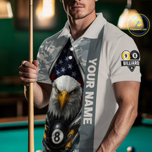 Load image into Gallery viewer, Grey Camo American Flag Eagle 8 Ball &amp; 9 Ball Pool Jersey For Men Custom Billiard Team Shirt TDM4661
