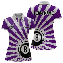 Load image into Gallery viewer, Funny Grunge Billiard 8 Ball Women Polo &amp; Quarter-Zip Shirts Custom Purple 8 Ball Pool Jerseys Attire TDM1880