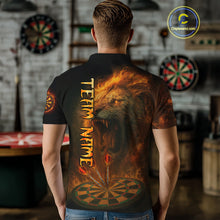 Load image into Gallery viewer, Personalized Fire Flame Lion Darts Shirt For Men Custom Orange Darts League Jersey Polo &amp; 1/4 Zip TDM4678