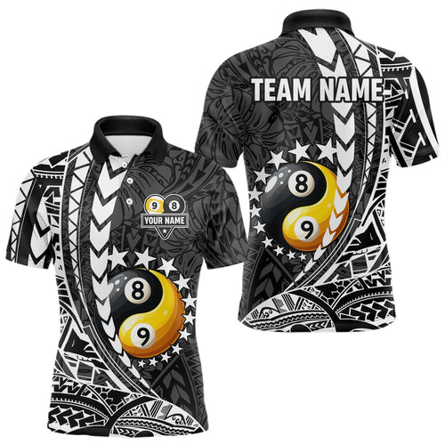 Custom White Black Tribal Yin-Yang 8 & 9 Ball Billiard Shirt For Men, Funny Pool Team Jersey TDM4687