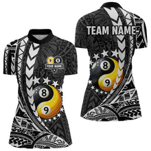 Load image into Gallery viewer, Custom White Black Tribal Yin-Yang 8 &amp; 9 Ball Billiard Shirt For Women, Funny Pool Team Jersey TDM4687