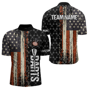 Vintage American Flag Darts Shirt For Men Custom Darts Jersey Pocket Option TDM3516