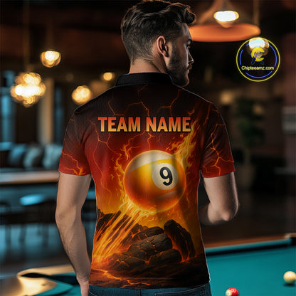 Personalized Fire 8 Ball & 9 Ball Billiard Shirt For Men Custom Pool Team Jersey Polo & 1/4 Zip TDM4281
