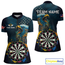 Load image into Gallery viewer, Funny Colorful Dartboard Eagle Darts Shirt For Women Custom Navy Blue US Flag Darts Team Jersey TDM4292