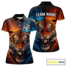 Load image into Gallery viewer, Blue And Orange 8 Ball Pool Tiger Fire Billiard Shirt For Women Custom Billiard Team Jersey Outfit TDM4543