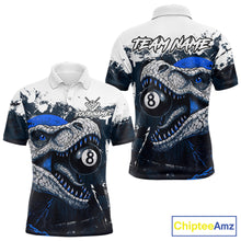 Load image into Gallery viewer, Personalized Dinosaur 8 Ball Billiard Shirt For Men Custom Billiard Team Shirts, Pool Jersey |Blue TDM4767