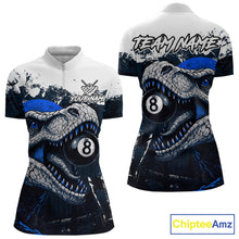 Load image into Gallery viewer, Personalized Dinosaur 8 Ball Billiard Shirt For Women Custom Billiard Team Shirts, Pool Jersey |Blue TDM4767