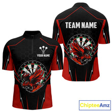 Load image into Gallery viewer, Custom Men's Darts Quarter-Zip Shirts Red &amp; Black Eagle Dartboard For Darts Jersey NYN0769