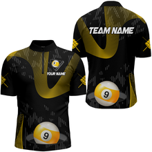 Load image into Gallery viewer, Customized Yellow Black 9 Ball Pool 3D Printed Billiard Shirts For Men, 9 Ball Billiard Jerseys TDM1938