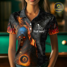 Load image into Gallery viewer, Personalized Grim Reaper Halloween Billiard Shirt For Women Custom Pumpkin 8 Ball Pool Team Jersey TDM4787