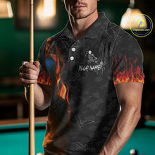 Load image into Gallery viewer, Personalized Flaming Grim Reaper 8 Ball Pool Billiard Shirt For Men, Halloween Billiard Outfit TDM4788