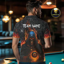 Load image into Gallery viewer, Personalized Flaming Grim Reaper 8 Ball Pool Billiard Shirt For Men, Halloween Billiard Outfit TDM4788