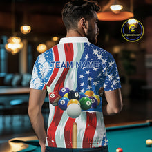 Load image into Gallery viewer, American Flag Billiard Balls Pool Shirt For Men Custom Patriotic Billiard Jersey Polo &amp; 1/4 Zip TDM4606