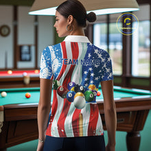 Load image into Gallery viewer, American Flag Billiard Balls Pool Shirt For Women Custom Patriotic Billiard Jersey Polo &amp; 1/4 Zip TDM4606