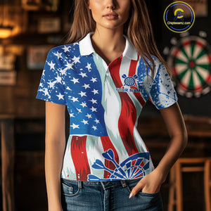 American Flag Dartboard Paint Patriotic Darts Shirt For Women Custom Darts Jerseys Polo & 1/4 Zip TDM4607
