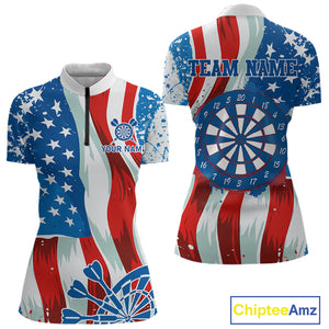 American Flag Dartboard Paint Patriotic Darts Shirt For Women Custom Darts Jerseys Polo & 1/4 Zip TDM4607