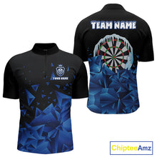 Load image into Gallery viewer, Funny Blue Icy Darts Shirt For Men Custom Darts Team Jersey Polo &amp; Quarter Zip, Darts Gifts TDM4674