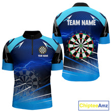 Load image into Gallery viewer, Personalized Blue Thunder Lightning Darts Jersey For Men Custom Darts Team Shirt Polo &amp; 1/4 Zip TDM4721