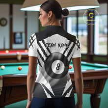 Load image into Gallery viewer, White Black Billiard Jersey Polo &amp; 1/4 Zip Custom 8 Ball Pool Wolf  Billiard Team Shirt For Women TDM4518