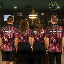 Load image into Gallery viewer, Red 8 Ball Lightning American Flag Billiard Shirt For Men Custom Patriotic Pool Team Jersey TDM5403