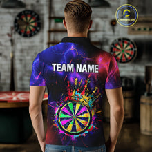 Load image into Gallery viewer, Personalized Neon Colorful Crown Darts Shirt For Men Custom Funny Darts Jersey Polo &amp; 1/4 Zip TDM5181