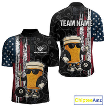 Load image into Gallery viewer, Vintage American Flag Funny Beer Billiard Shirt For Men Custom Patriotic 8 Ball Pool Team Jersey TDM5426