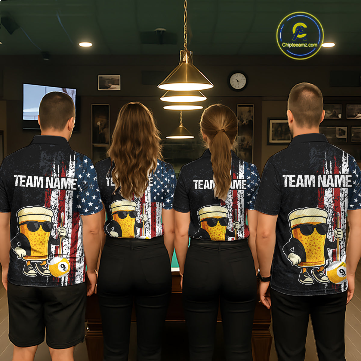 Funny Beer 8 Ball & 9 Ball American Flag Billiard Shirt For Women Custom Patriotic Pool Team Jersey TDM5427