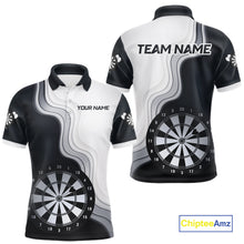 Load image into Gallery viewer, Black And White Darts Shirts With Pocket Option For Men Custom Darts Jersey TDM6487