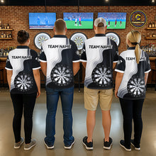 Load image into Gallery viewer, Black And White Darts Shirts With Pocket Option For Men Custom Darts Jersey TDM6487