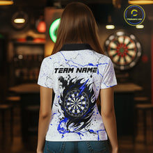 Load image into Gallery viewer, White Grunge Wolf Dart Shirt &amp; Pocket Option Custom Women's Dart Jersey |Blue TDM5441