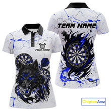 Load image into Gallery viewer, White Grunge Wolf Dart Shirt &amp; Pocket Option Custom Women's Dart Jersey |Blue TDM5441